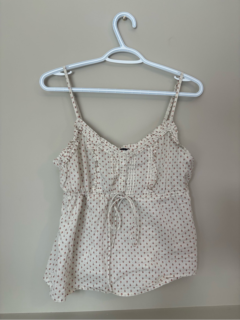 Brandy Melville Cream Cami with Tiny Red Floral Print